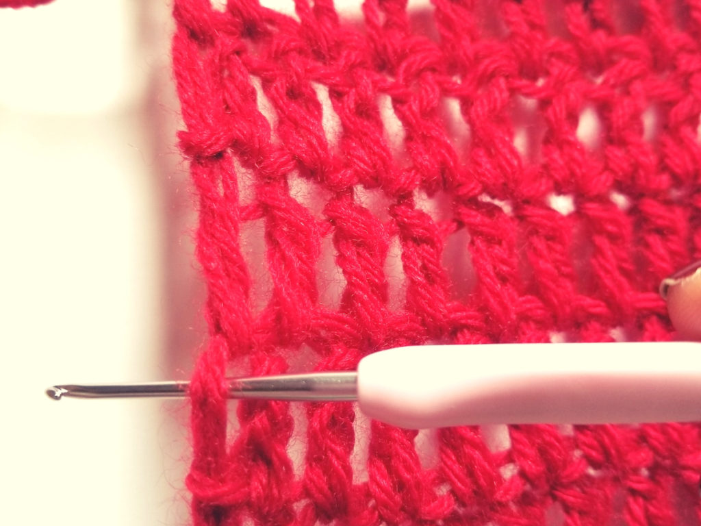Two strands of yarn on the end stitch when you don't use a turning chain