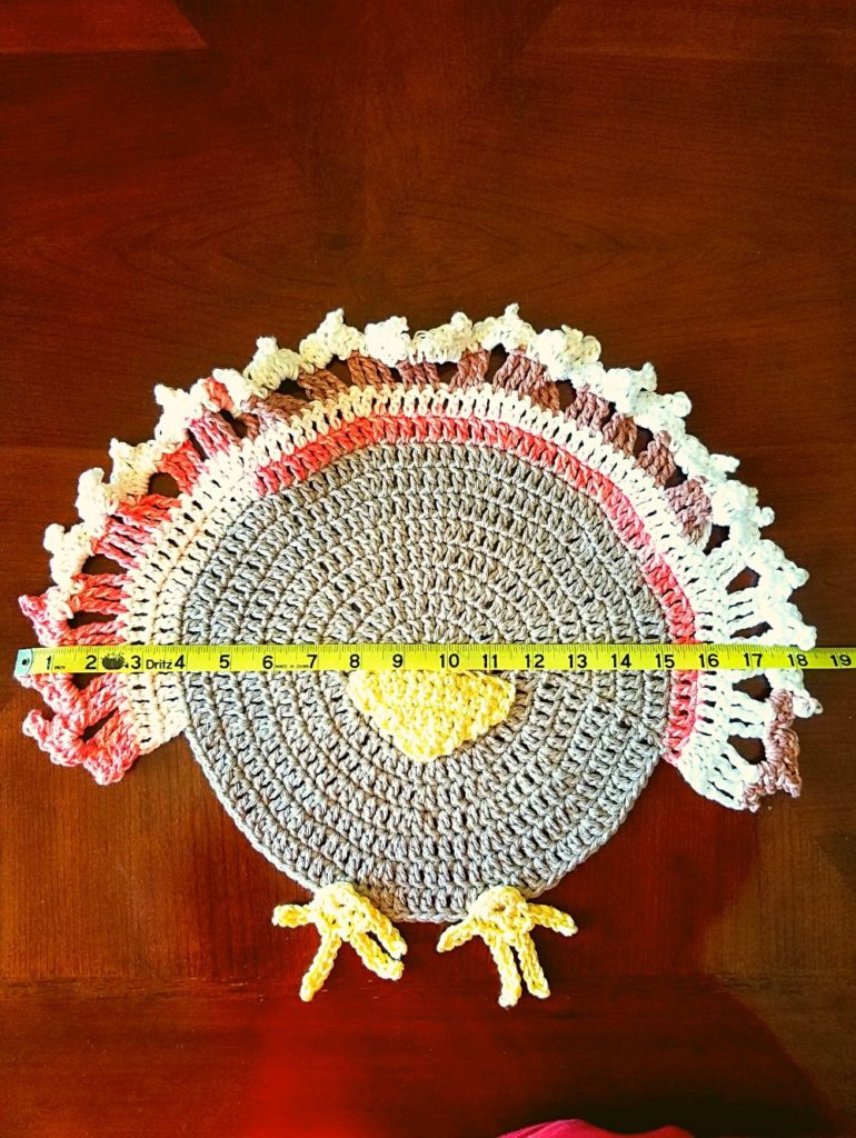 Large crochet turkey place mat 18 inch width