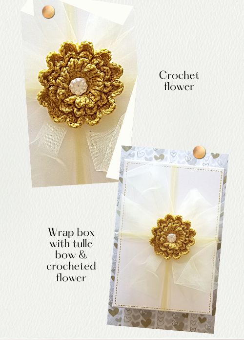 Crochet flower and gift box